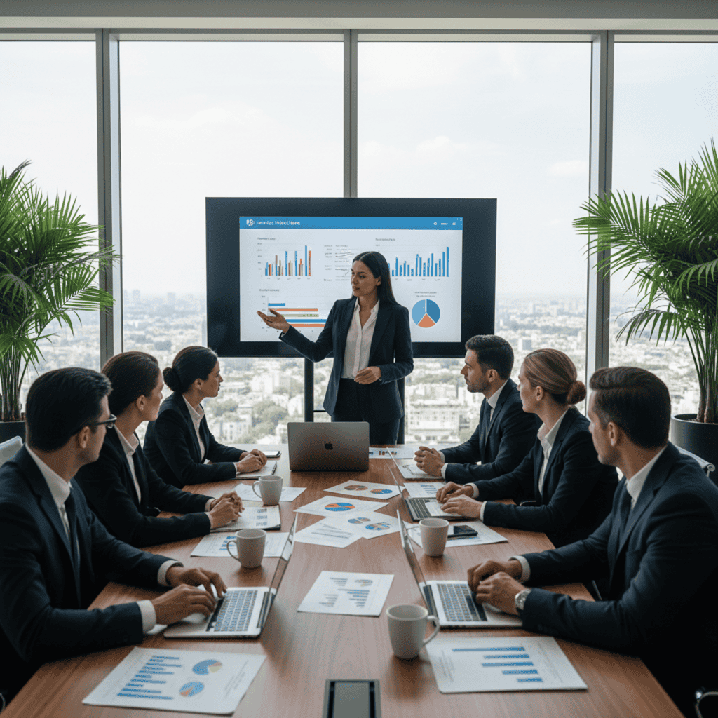 Professional diverse executives collaborating in a modern boardroom on leadership strategy
